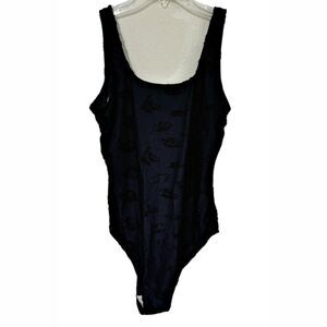 Basic Editions Size 12 Swimsuit Black One Piece Fish Made Taiwan Vintage